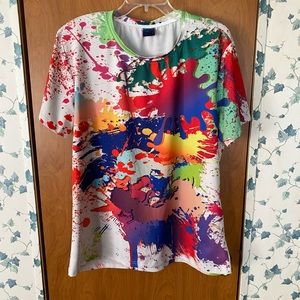 LAIDIPAS 3D Paint Splatter Print T-Shirt men/women -XL